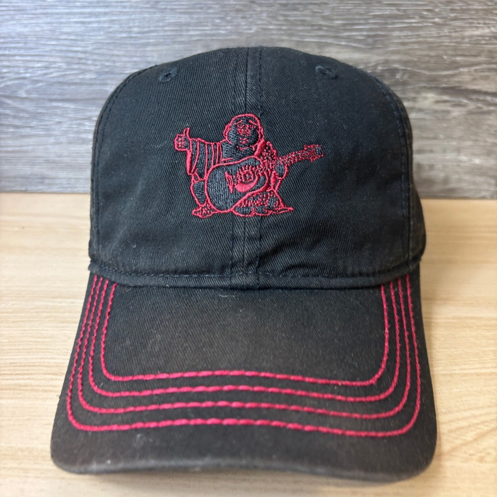 Vintage True Religion Hat Cap Strap Back Black Red Buddha Adjustable - Picture 2 of 9